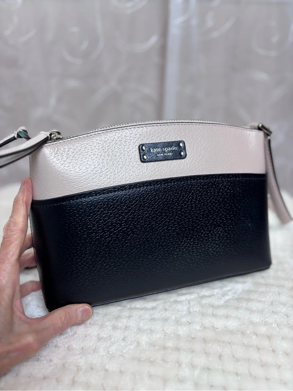 kate spade Two-Tone Black and Beige Pebble Leather Crossbody